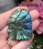 Labradorite Carved Indian Head for Balanced Energy, Intuition & Harmony