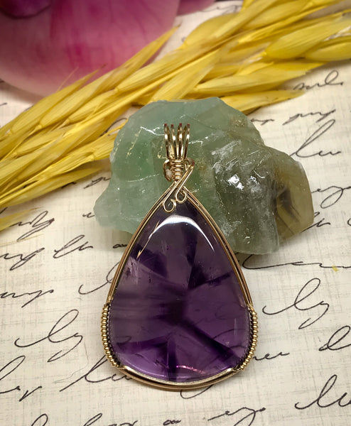 Trapiche Amethyst Pendant for Protection, Selflessness & Relieving Stress