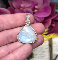 Rainbow Moonstone Pendant for New Beginnings, Inner Growth & Intuition