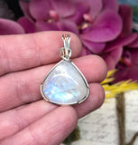 Rainbow Moonstone Pendant for New Beginnings, Inner Growth & Intuition