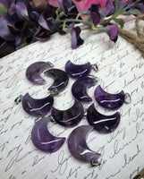 Amethyst Crescent Moon Pendant for Protection, Selflessness & Relieving Stress