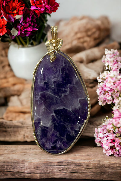 Chevron Amethyst Pendant for Opening Your Third Eye, Intuition & Creativity