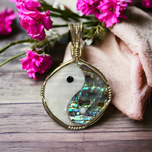 Abalone Shell & Mother Of Pearl Shell Pendant for Emotional Balance, Intuition & Spiritual Awareness