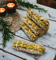 Sweet Grass & White Sage Smudge Stick for Strength of Family, Happiness & Energy Boosting