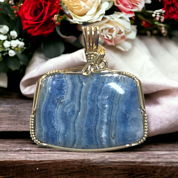 Blue Scheelite Pendant for Speaking Your Mind, Self Compassion & Introspection