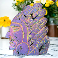 Titanium Aura Sphalerite Carved Indian Head for Chakra Charging, Restores Balance & Promotes Positive Energy