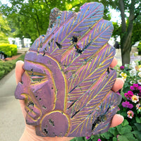 Titanium Aura Sphalerite Carved Indian Head for Chakra Charging, Restores Balance & Promotes Positive Energy