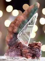 Tri Colored Amethyst Crystal Geode with True Selenite for Protection, Spiritual Well-Being & Cleansing Negative Energy