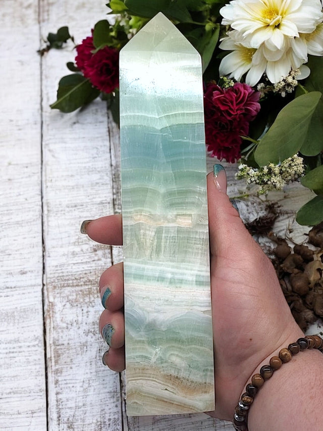 Blue Caribbean Calcite Tower for Inner Purpose & Elevating Consciousness