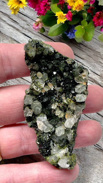 Epidote and Quartz for Abundance, Manifesting & Positive Outlook