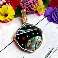 Abalone Shell Cosmos Intarsia Pendant for Inspiring Creativity, Soothing Energy & Emotional Balance