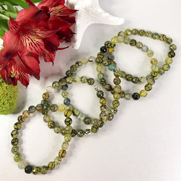 Green Dragon Agate Gemstone Bracelet for Manifesting Hidden Talents and Natural Gifts