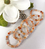 Orange Crackle Agate Gemstone Bracelet for Willpower, Confidence and Poise