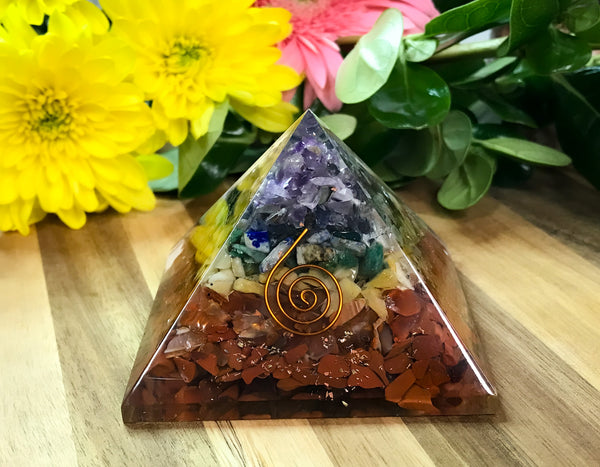 Chakra Orgonite Pyramid for Aligning & Cleansing Your Chakra's