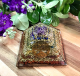 Chakra Orgonite Pyramid with Gold Layers for Aligning & Cleansing Your Chakra's