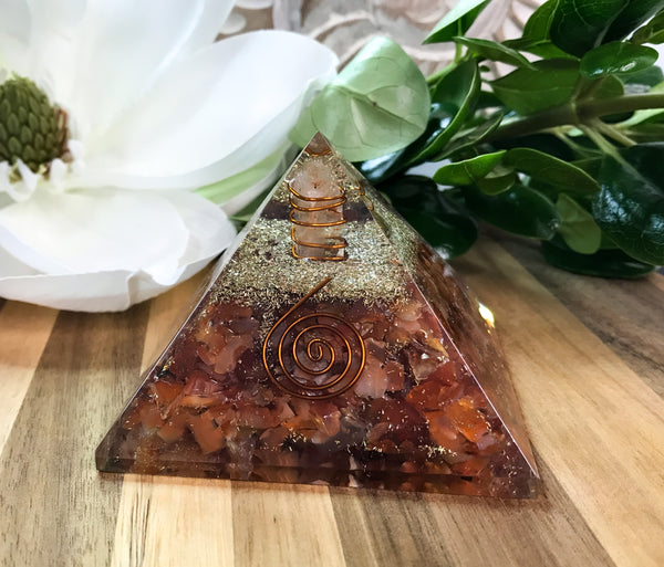 Carnelian Orgonite Pyramid for Motivation, Analytic Abilities & Sharpens Concentration