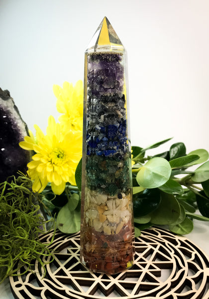 Chakra Orgonite Tower for Aligning & Cleansing Your Chakra's