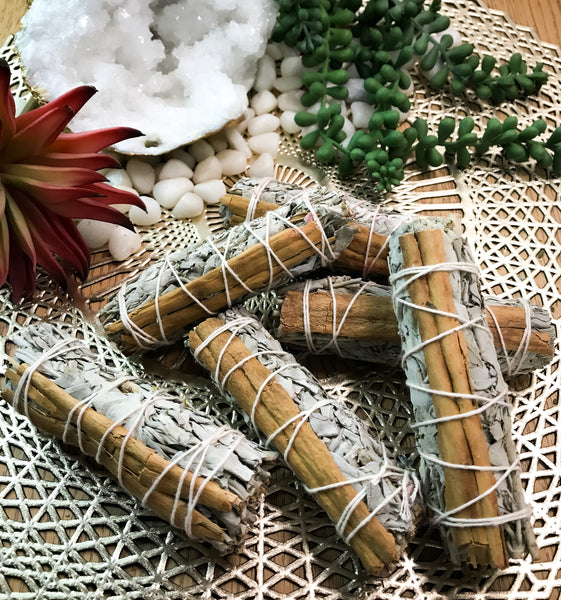 Cinnamon Stick & White Sage Smudge Stick for Prosperity, Success & Abundance